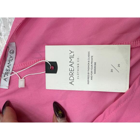 adreamly poncho nwt pink with white pompoms womens large - Picture 4 of 6